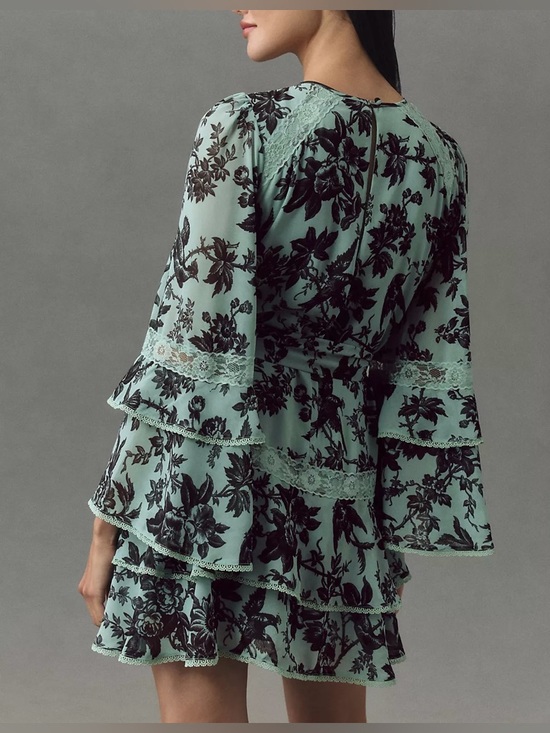 Anthropologie BHLDN Camila Kimono -Sleeve-Chiffon Mini Dress, Size M - Picture 4 of 15